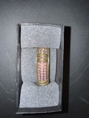 Heidi Daus Gold-Tone Cuff Bracelet with Pink Crystal Inlay